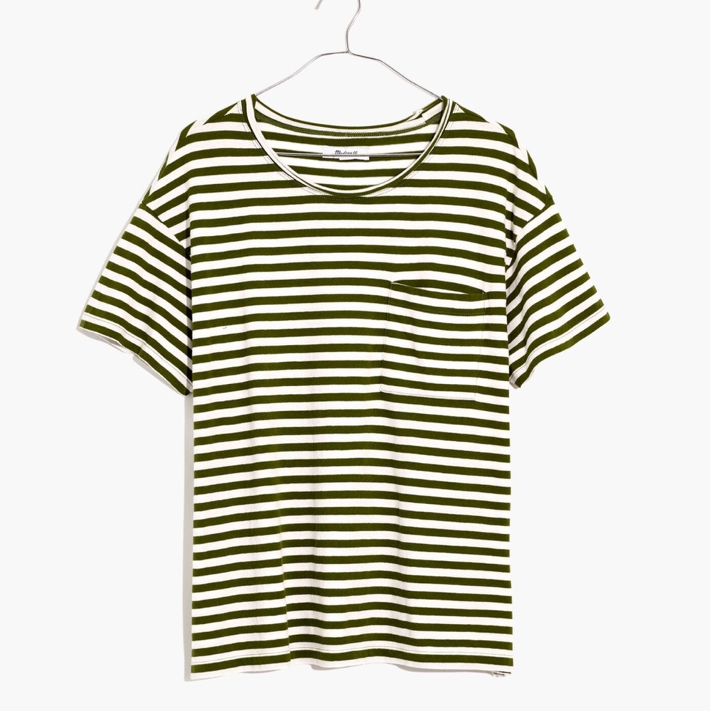 MADEWELL Softfade Cotton Oversized Pocket Tee in Cahita Stripe